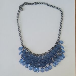 Blue Cascade Necklace with Teardrop Accents